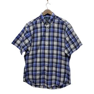 Ralph Lauren Shirt Men's L Blue Plaid Short Sleeve‎ Vintage 90's Pony Blake Fit